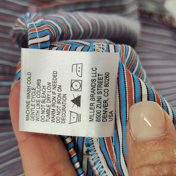 Cinch Button Up Size XXL Blue Orange Stripe Western Long Sleeve Top - Picture 7 of 8